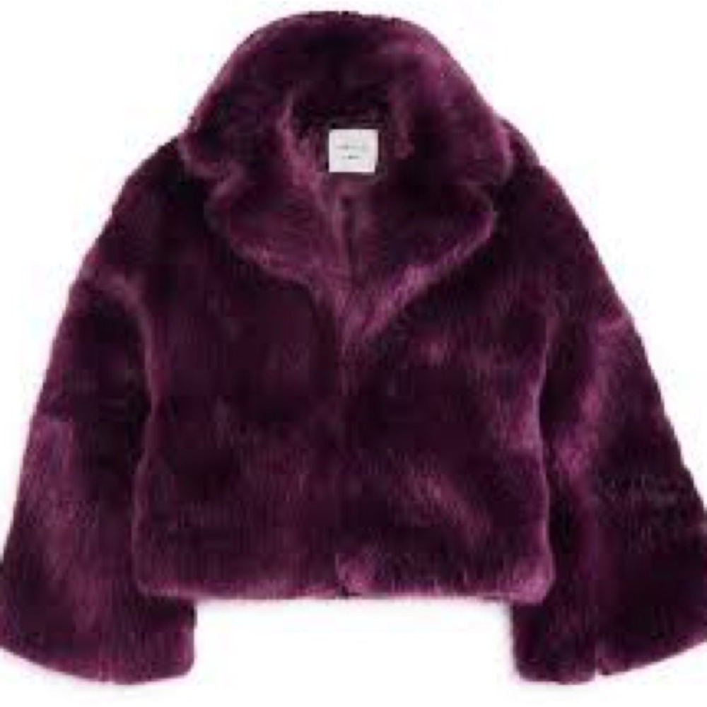 Habitual Girl Plum Purple Faux Fur Coat - Size 4/5